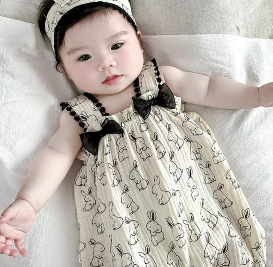 British next kiss baby jumpsuit summer new thin breathable 100-day princess romper fart crawling clothes