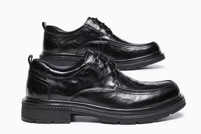 High-end men's casual leather shoes business formal leather British black groom shoes big head leather shoes men