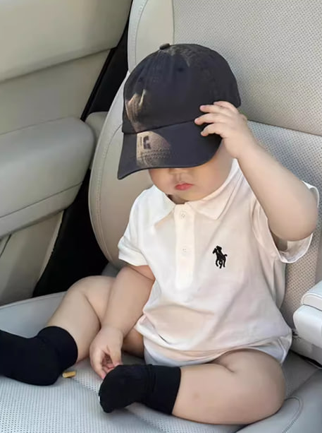 British next kiss baby jumpsuit summer thin polo shirt short-sleeved bodysuit fashionable and versatile baby jumpsuit