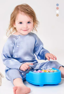Mulberry silk baby clothes baby silk pajamas jumpsuit summer thin newborn long sleeve air conditioning crawling clothes
