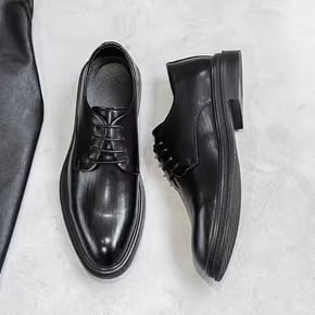 Men's leather shoes 2024 new style high-end British formal business black genuine leather casual height-increasing shoes